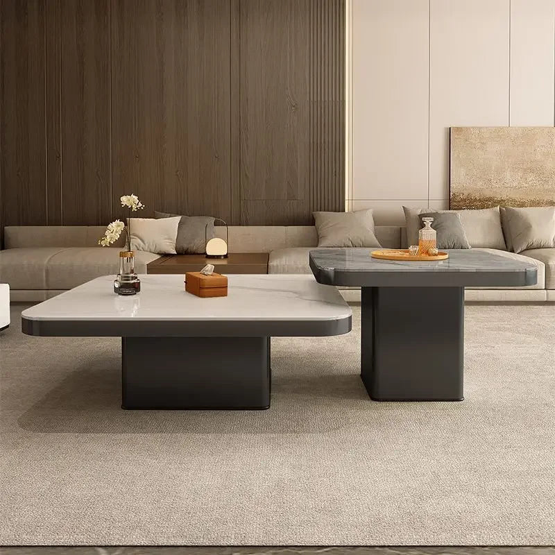 DecorBites™ Light Luxury Rock Square Coffee Table Modern Minimalist Living Room Combo