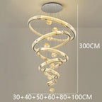 Modern Crystal Ring Staircase Chandelier Pendant Light