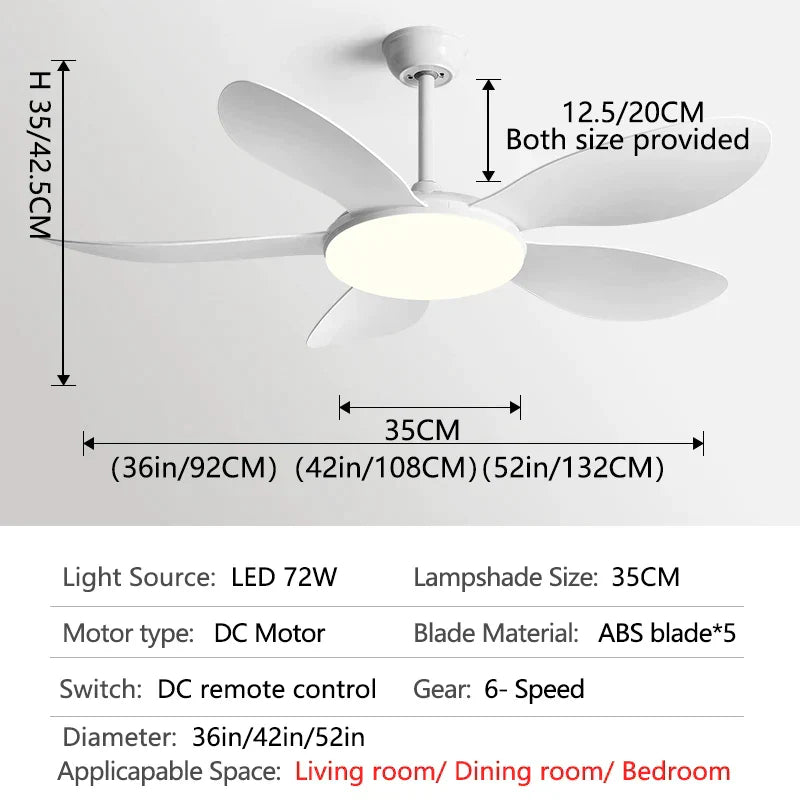 DecorBites™ Black DC Ceiling Fan Light Strong Wind Indoor Electric Fan 2023