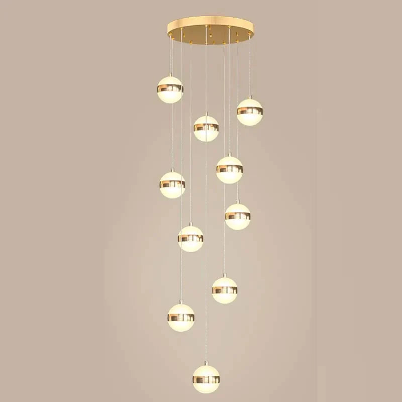 DecorBites™ Gold Acrylic Chandelier - Modern Staircase LED Lighting