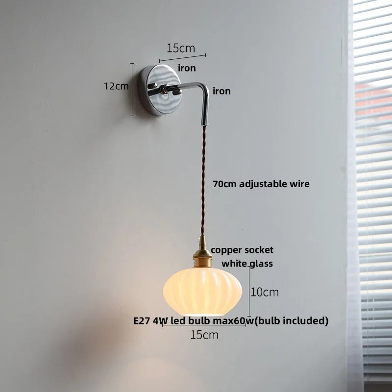 DecorBites™ Ceramic LED Wall Sconce Pull Chain Switch Mirror Light Fixture