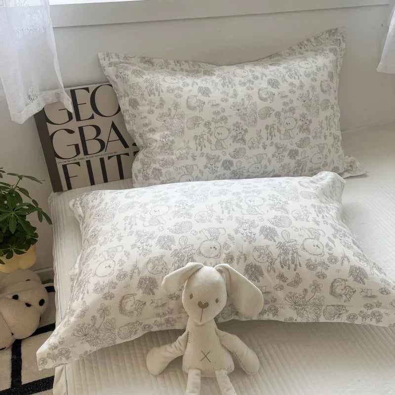 غطاء وسادة من القطن بنقوش زهور كورية من DecorBites™ مقاس 40x60 سم، 48x74 سم، 50x80 سم، غطاء وسادة للمنزل