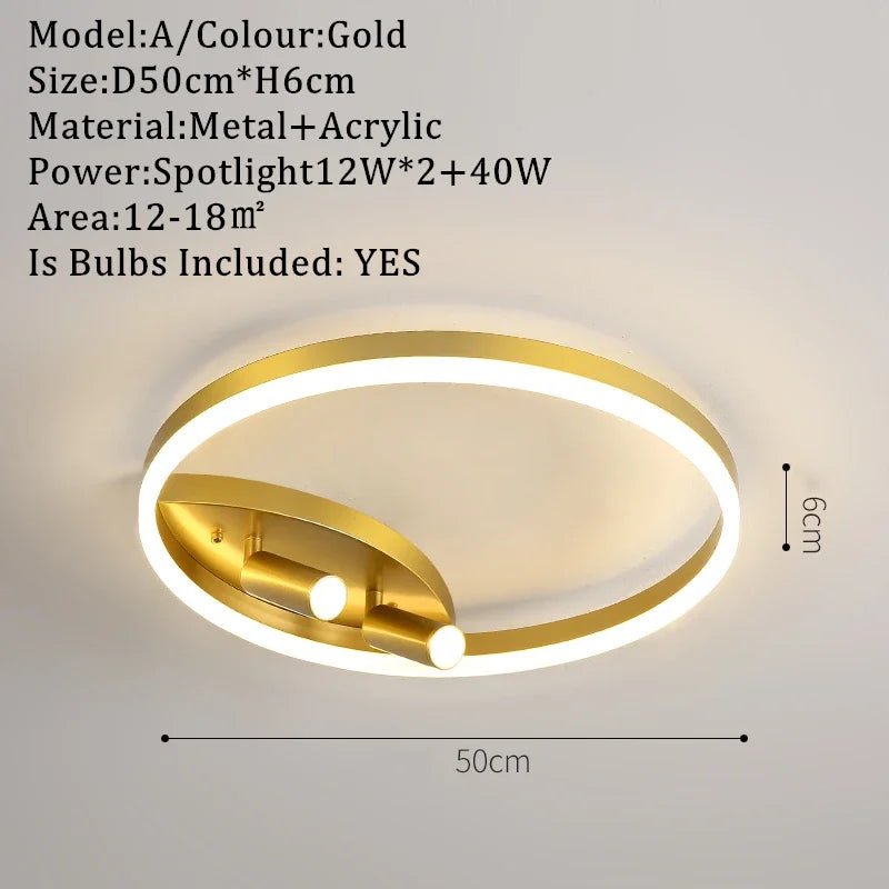 DecorBites™ مصابيح سقف LED ذهبية مع جهاز تحكم عن بعد، قابلة للتعتيم لغرفة المعيشة والمطبخ