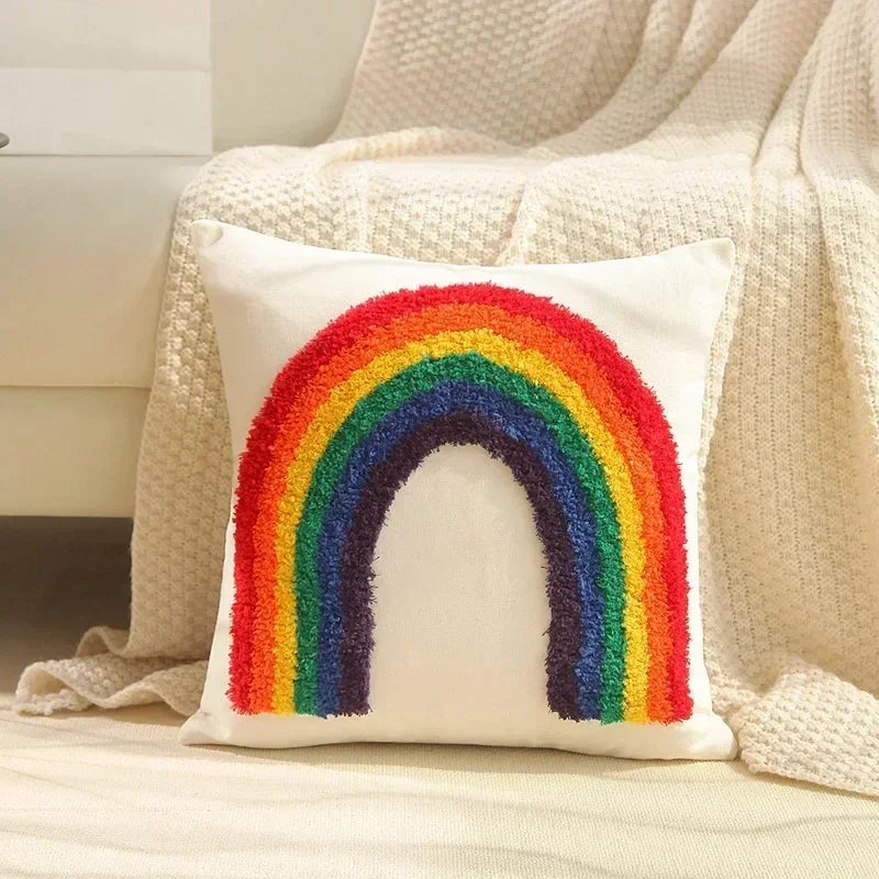 DecorBites™ Geometric Waves Tufted Pillow Covers with Embroidered Tassels