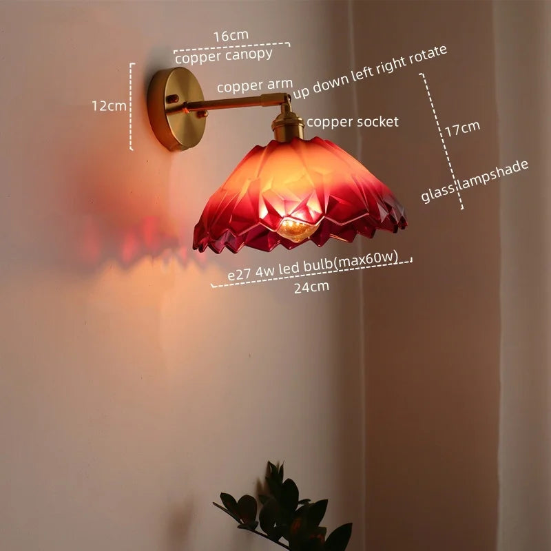 مصباح جداري زجاجي نحاسي LED على الطراز الياباني من DecorBites™ للمطاعم والبارات وغرف النوم والحمامات