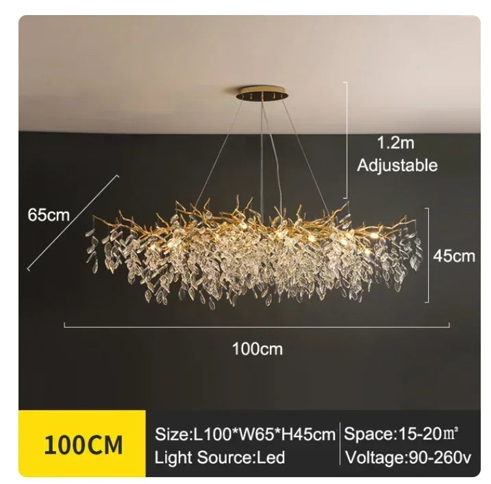 DecorBites™ Golden Branch Ceiling Chandelier with Crystal LED - Luxury Modern Design for Living Room