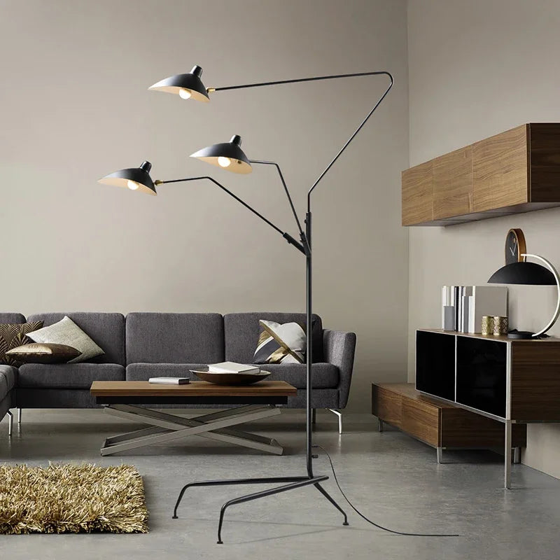 DecorBites™ Black Nordic Floor Lamp for Living Room, Designer Aluminum Standing Light