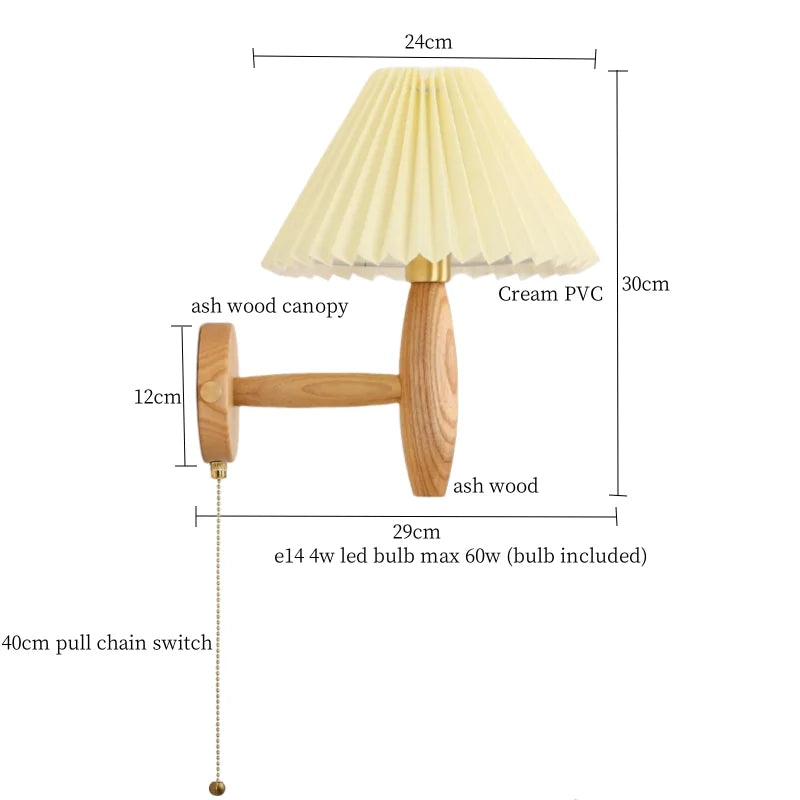 DecorBites™ Cream PVC LED Wall Lamps Japanese Walnut Wood Applique Murale