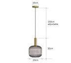 Nordic Ribbed Glass Pendant Light in Green, Grey or Amber