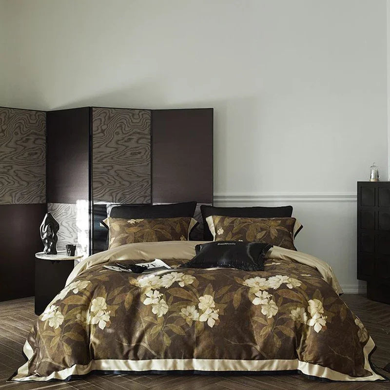 DecorBites™ Cotton Bedding Set King Queen Full Print Sheet Cover Pillowcase Linens