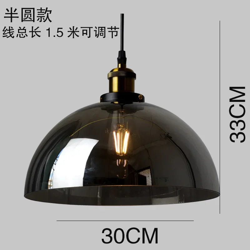 Retro Industrial Gray Glass Pendant Light