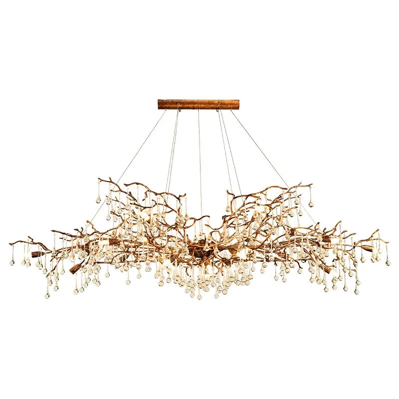 ثريا كريستال ذهبية من DecorBites™: إضاءة LED عصرية فاخرة لغرفة المعيشة والفيلا