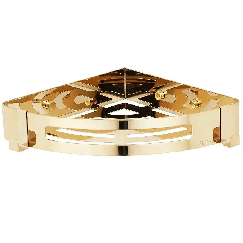 DecorBites™ Gold Stainless Steel Bathroom Corner Shelf – Rose Gold Shower Caddy
