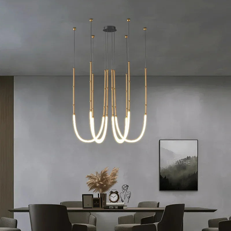 Contemporary Acrylic Line Pendant Light In Brushed Nickel