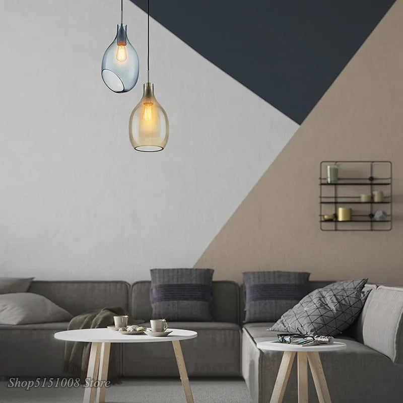 DecorBites™ Glass Pendant Lights: Modern Wine Bottle Lamps for Living Room, Bedroom, Kitchen