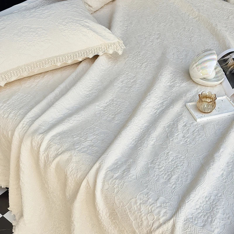 DecorBites™ Cotton Quilted Bedspread Set with Bed Skirt & Pillowcases