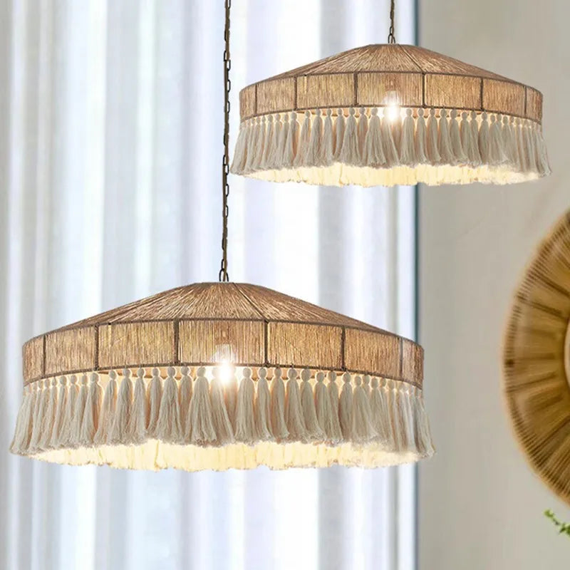 ثريا بوهيمية بشراشيب من DecorBites™: مصباح معلق اسكندنافي يدوي لغرفة النوم، غرفة المعيشة، المطبخ