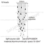 Modern Staircase Pendant Chandelier in Black or Gold