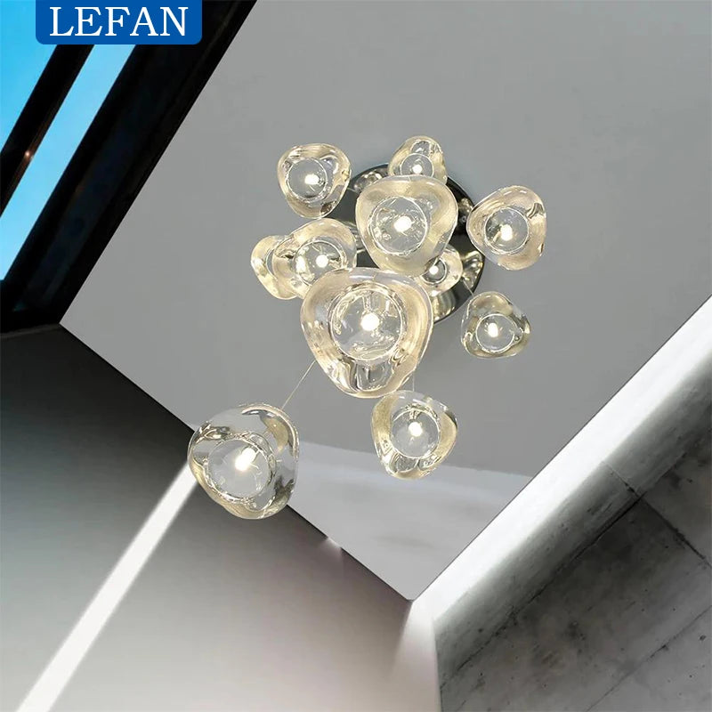Modern Crystal Ball Pendant Light in Silver Iron