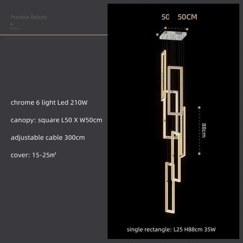 DecorBites™ Crystal LED Pendant Light Luxury Stairs Lustre Modern Lighting Fixture