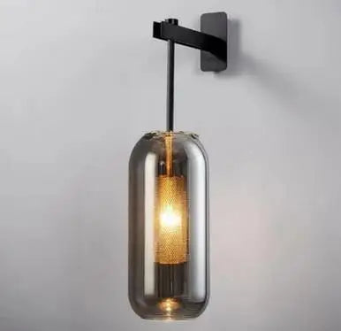 Applique murale en verre doré DecorBites™ : Lampe murale industrielle E14 post-moderne pour la décoration intérieure