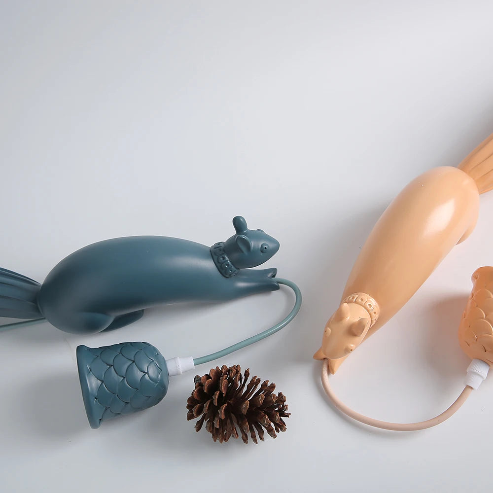 Nordic Resin Squirrel Pendant Light in White