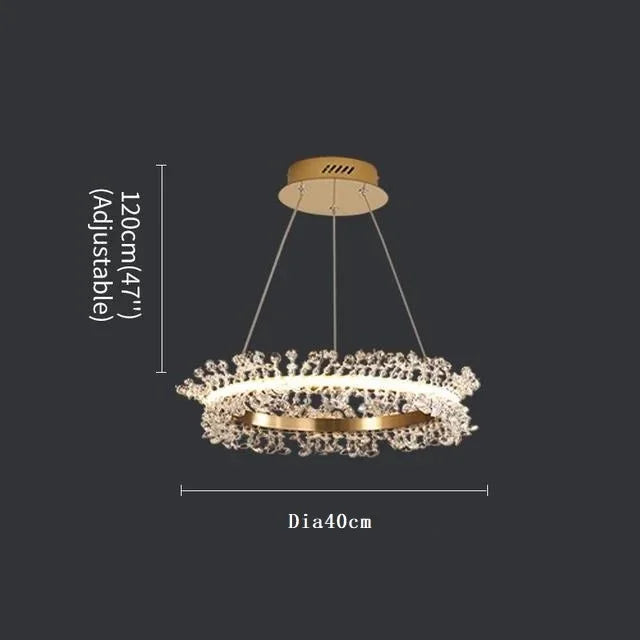 DecorBites™ Crystal Gold Ring LED Chandelier for Home Decoration Luxurious Living Room Dining Bedroom