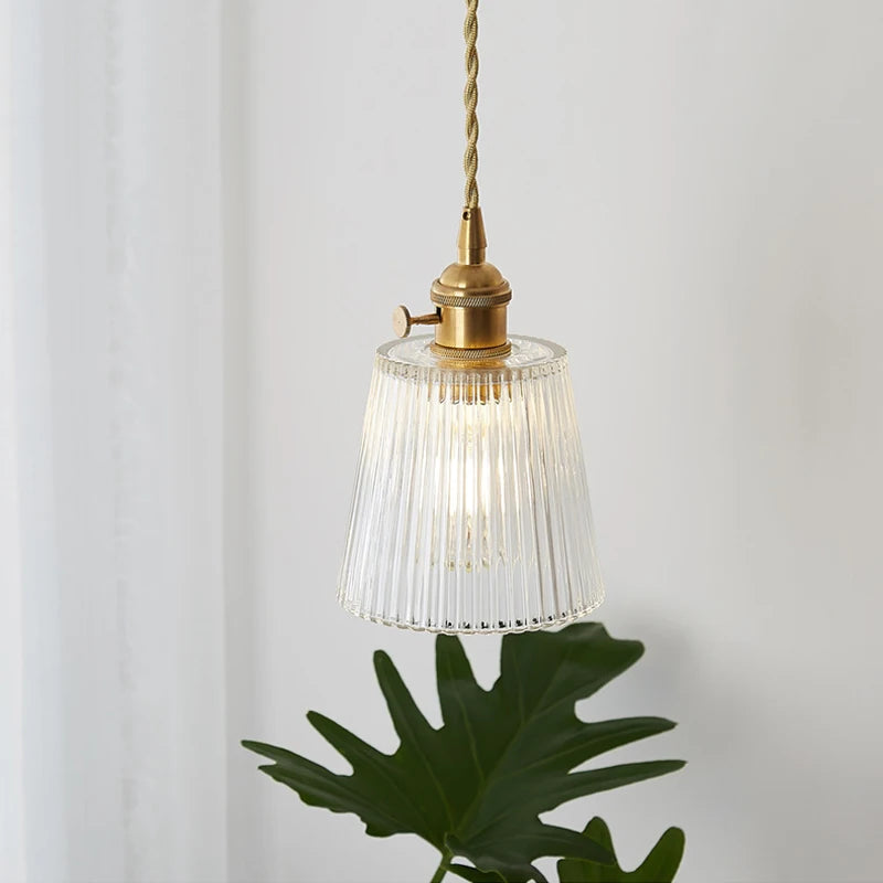 Vintage Nordic Striped Glass Pendant Light