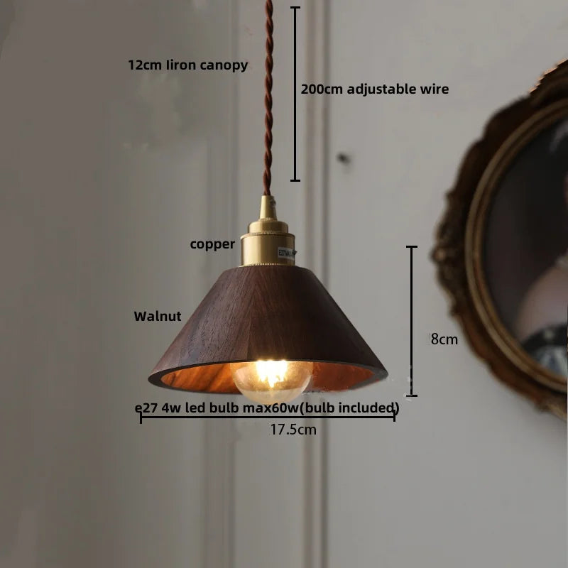 DecorBites™ LED Wood Pendant Light Fixture | Adjustable Hanging Lamp for Home Decor