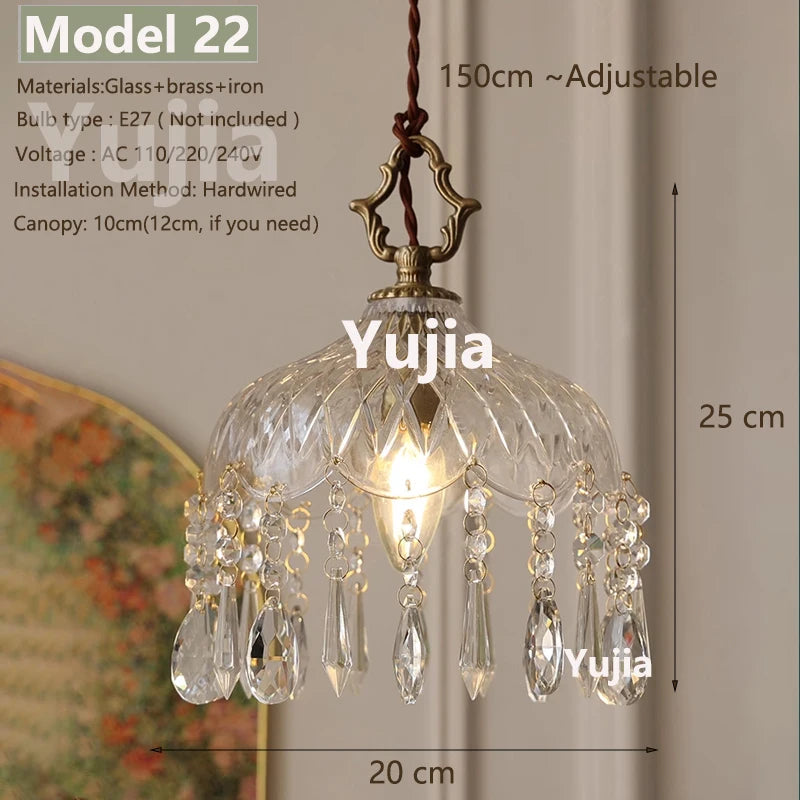 Vintage Green Glass Pendant Light With Brass Details
