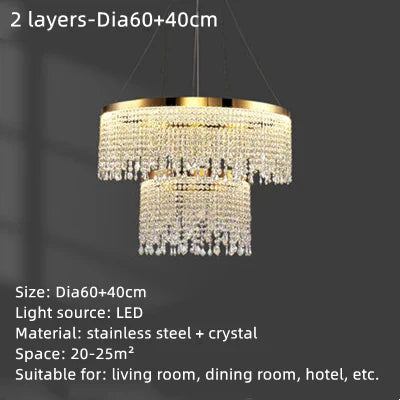 DecorBites™ Crystal Waterfall Chandelier for Foyer Dining Room Hotel Home Decor