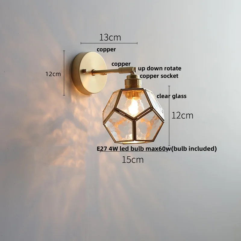 DecorBites™ مصباح حائط LED على الطراز الياباني مع مفتاح سحب زجاجي شفاف ومصباح بجانب السرير