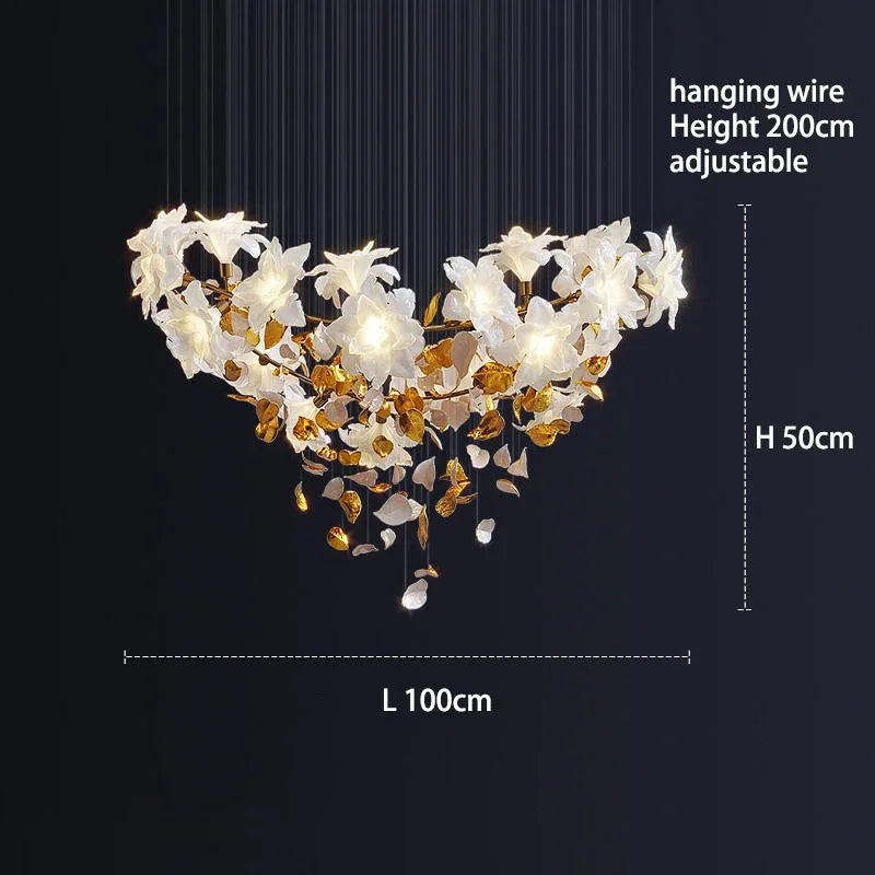 DecorBites™ Crystal Flower Chandelier: Luxury Ceiling Pendant Light for Home Decor