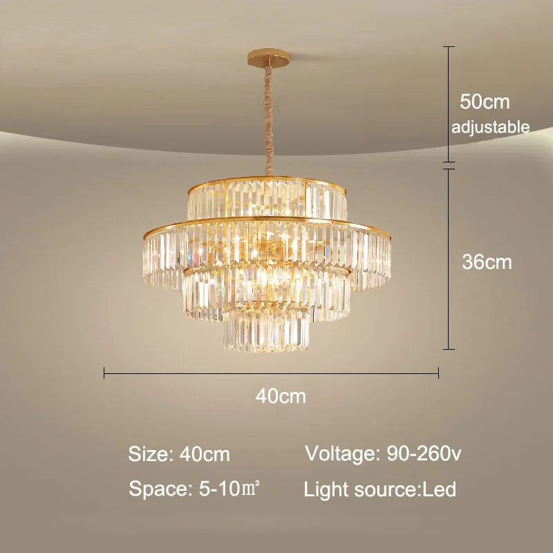 DecorBites™ ثريا كريستال ذهبية متدلية لغرفة المعيشة الفاخرة، غرفة الطعام، غرفة النوم