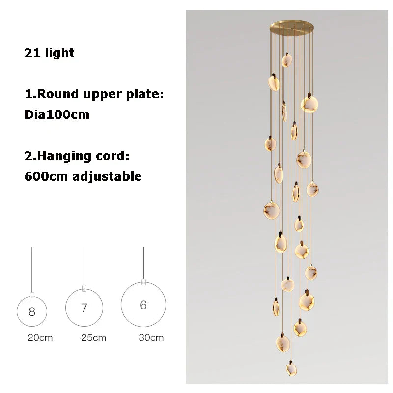 DecorBites™ 2025 Art Deco Marble Golden Lustre LED Chandelier Lighting