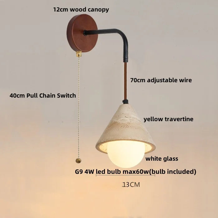 DecorBites™ Adjustable LED Wall Sconce Yellow Travertine Stair Light Fixture for Home Decor