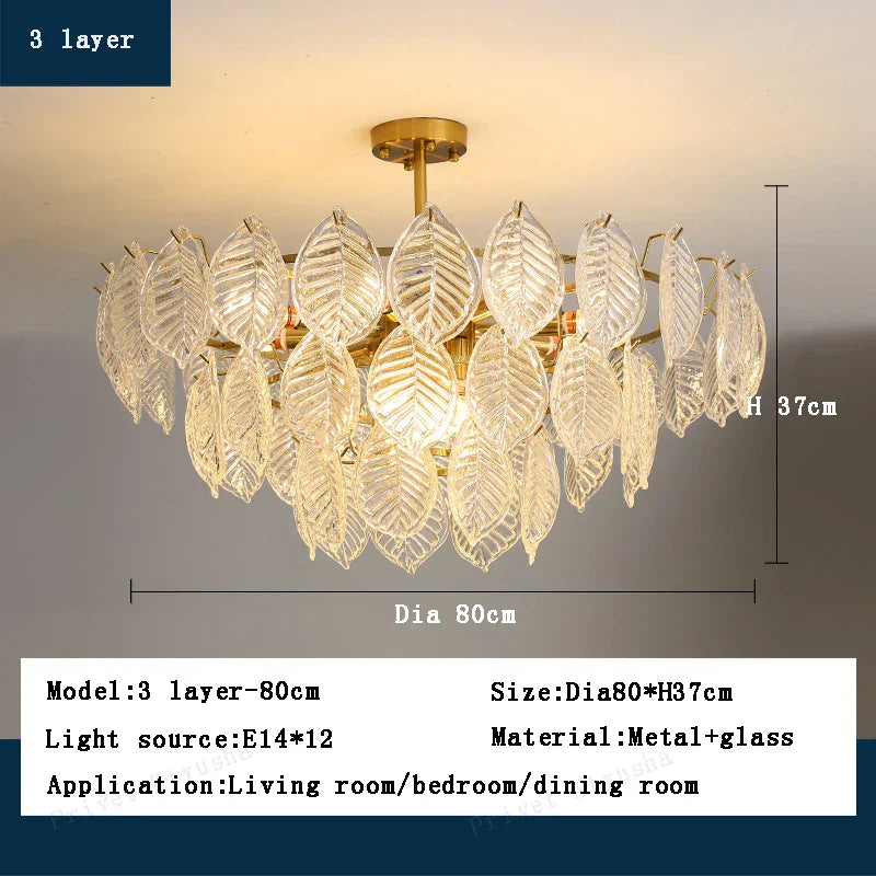 DecorBites™ ثريا أوراق الشجر الزجاجية الفاخرة لغرفة الطعام