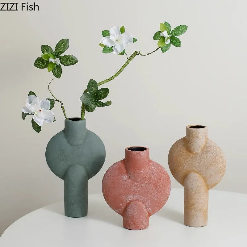 DecorBites™ Geometric Ceramic Vase for Stylish Floral Arrangements