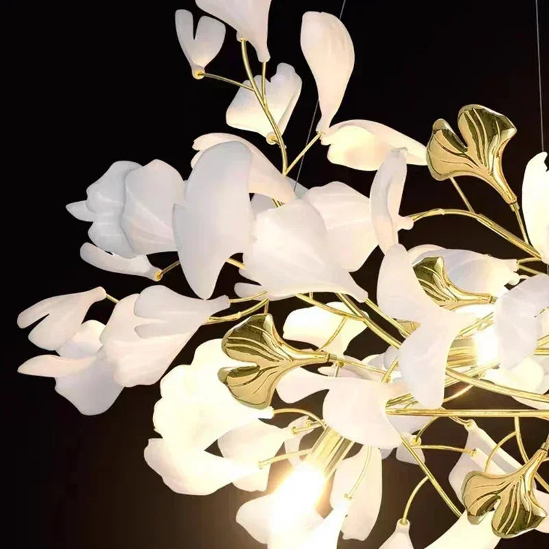 DecorBites™ Ginkgo Branch Leaf LED Ceiling Chandelier - Modern Nordic Design for Home Decor