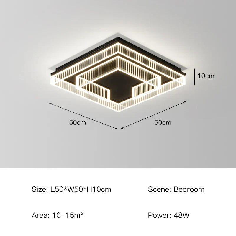 DecorBites™ LED Black Chandelier Acrylic Ceiling Lamp: Modern Luxur Lighting for Home & Office