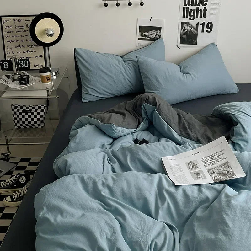 DecorBites™ Cotton Bedding Set with Comforter Cover, Sheet, and Pillowcase Set