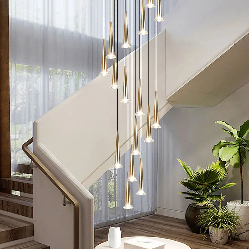 DecorBites™ Crystal LED Stair Chandelier: Luxury Long Stair Lighting Fixture with Creative Island Design