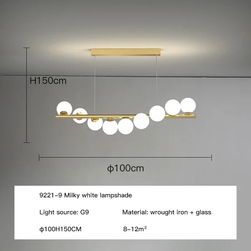 DecorBites™ Glass Ball G9 LED Chandelier for Dining Room, Kitchen, Office & Front Desk