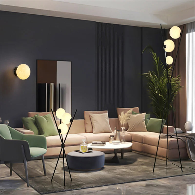 DecorBites™ Moon Floor Lamp LED Living Room Study Bedroom Tripod Wall Light