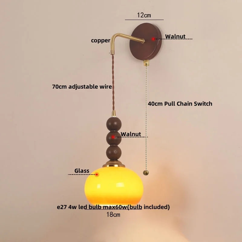 DecorBites™ Adjustable LED Wall Lamp Sconce Copper Wood Glass Stair Light