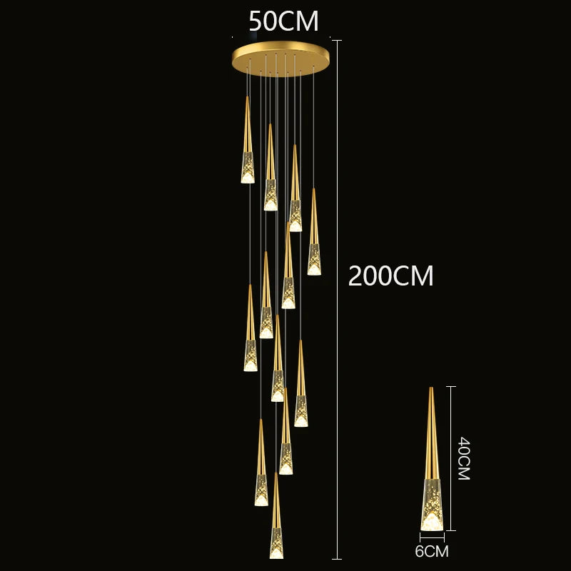 Modern Crystal Staircase Chandelier Pendant Light