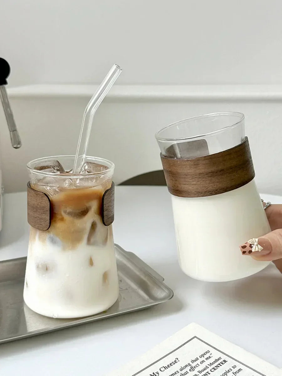 DecorBites™ Glass Iced Latte Coffee Cup for Hot/Cold Beverages