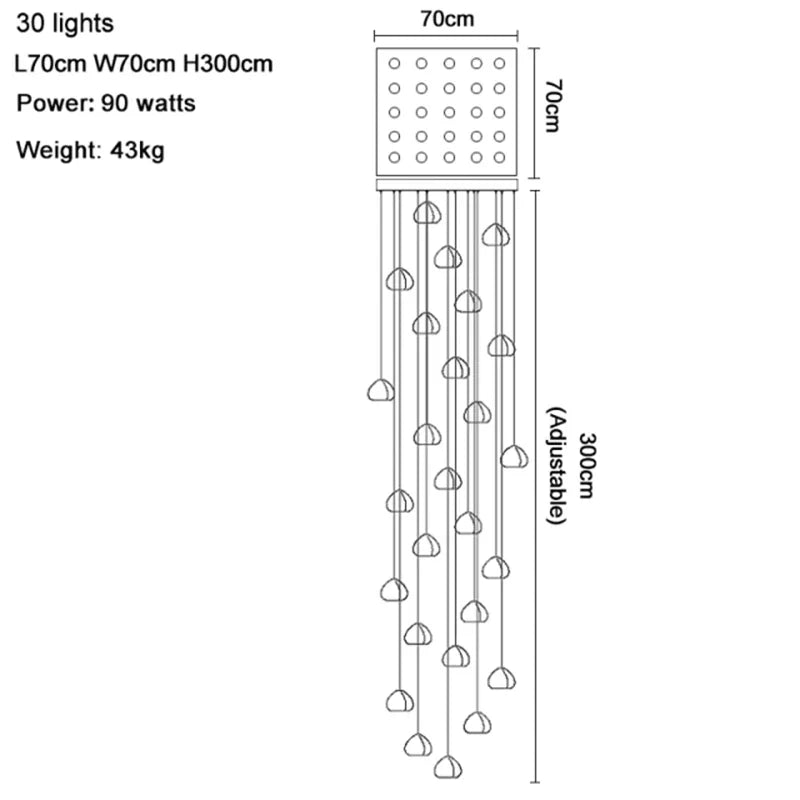 DecorBites™ Crystal Water Droplet Chandelier: Modern LED Staircase Pendant Light - Luxury Ball Hanging Lamp