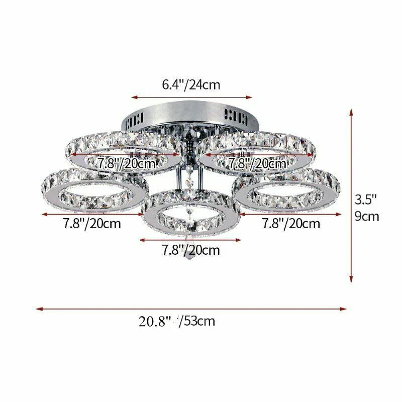 DecorBites™ Crystal LED Rings Ceiling Chandelier Dimmable Luminaire