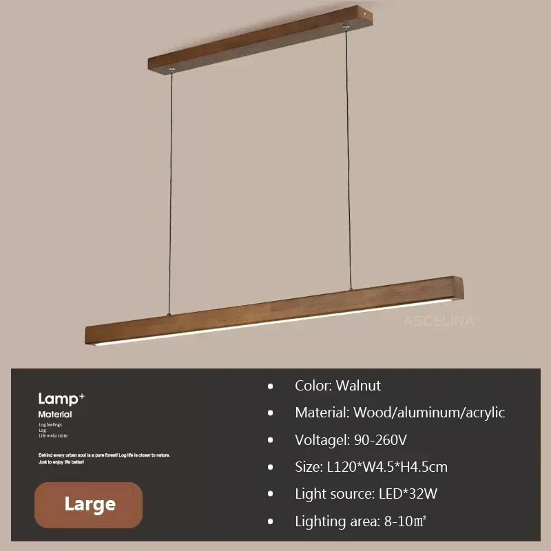 Nordic Linear Wood LED Pendant Light